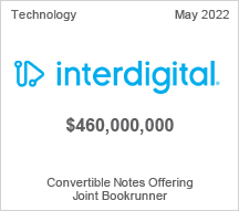Interdigital - $460 million Convertible Notes Stock Offering - Joint Bookrunner