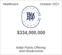 Lianbio - $334 million Initial Public Offering - Joint Bookrunner