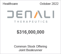Denali Therapeutics - $3163 million Common Stock Offering - Joint Bookrunner