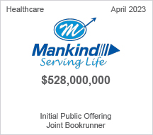 Mankind - $528 million Initial Public Offering - Joint Bookrunner