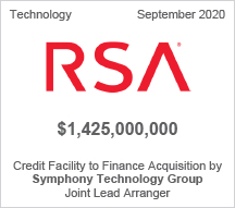 RSA - $1.425 billion Credit Facility to Finance Acquisition by Symphony Technology Group - Joint Lead Arranger