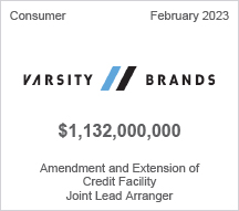 Varsity Brands - $1.132 billion - Amendment and Extension of Credit Facility - Joint Lead Arranger