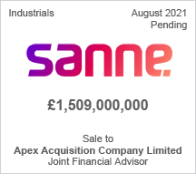Sanne - £1,5 billion - Sale to Apex Acquisition Company Limited - Joint Financial Advisor