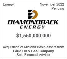 Diamondback Energy - $1.550 billion - Acquisition of Midland Basin Assets from Lario Oil & Gas Company - Sole Financial Advisor