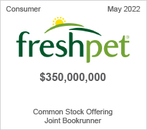 FreshPet - $350 million Common Stock Offering - Joint Bookrunner