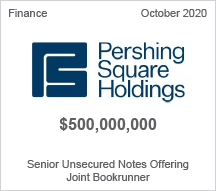 Pershing Square Holdings - $500 million Senior Unsecured Notes Offering – Joint Bookrunner