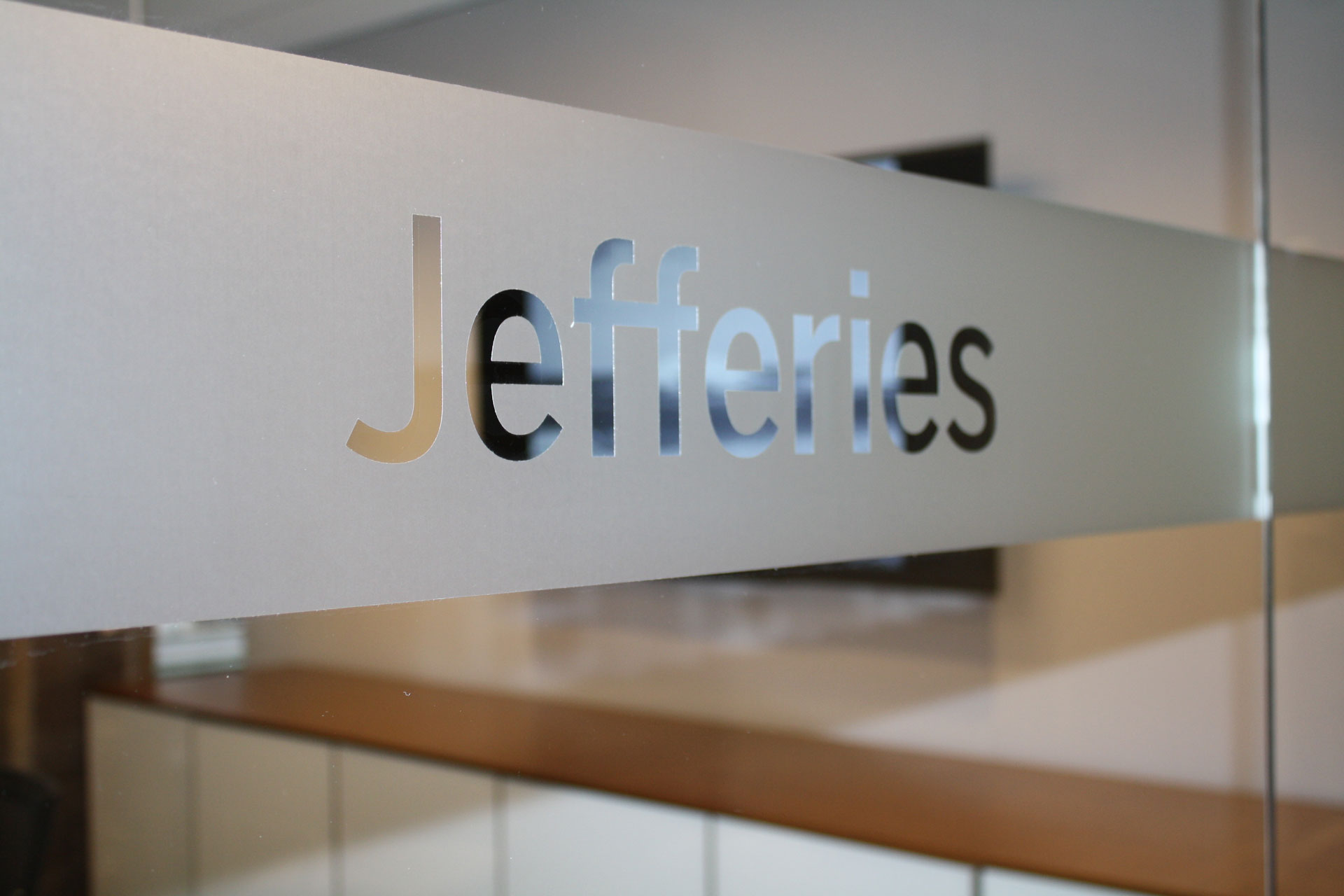 Frosted glass Jefferies sign